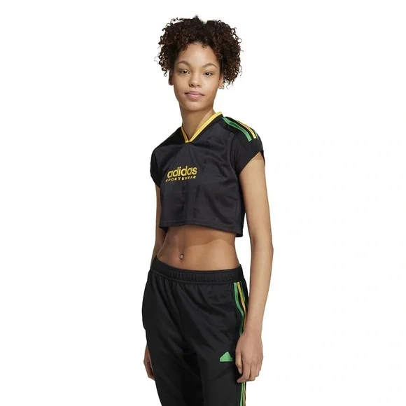 Adidas Tiro Crop Jersey Black Gold Green - Picture 1 of 7